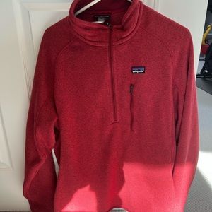 Patagonia Quarter Zip Large Pullover Fleece Jacket Mens Red
